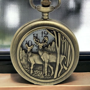 Deer Pocket Watch NEW Gift for Hunter Outdoors Nature Lover Vintage Bronze Look